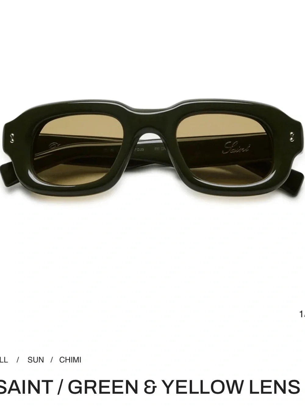 Saint Green Rectangular Sunglasses with Yellow Lenses